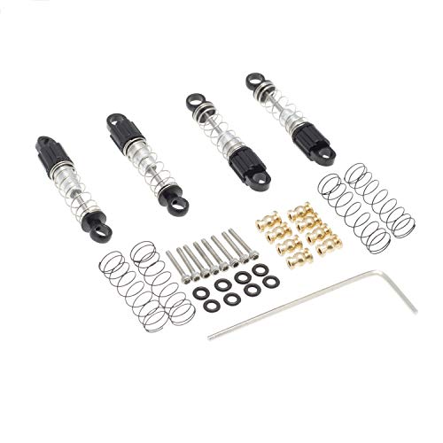QPAJWAKS 38/7MM Gewinde Stoßdämpfer Öl Dämpfer for scx24 RC Crawler Redcat Ascent24(Black 4pcs) von QPAJWAKS