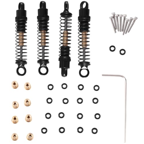 QPAJWAKS 4 Stück 40 mm Metall-Stoßdämpfer-Öldämpfer for Axial SCX24 C10 JLU Gladiator Bronco 1/24 RC Crawler Auto-Upgrades, schwarz von QPAJWAKS