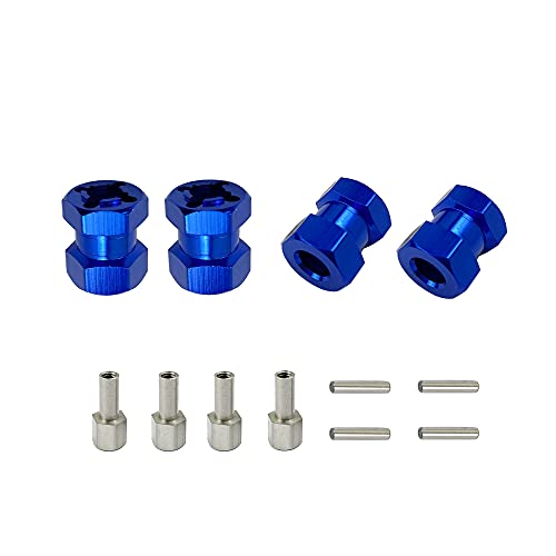 QPAJWAKS 4 stücke Aluminium RC Auto 12mm Hex Rad Hub Stick Adapter 15/20/25mm Verlängerung Combiner Koppler for 1/10 RC Crawler Axial SCX10 D90(12mm Blue) von QPAJWAKS
