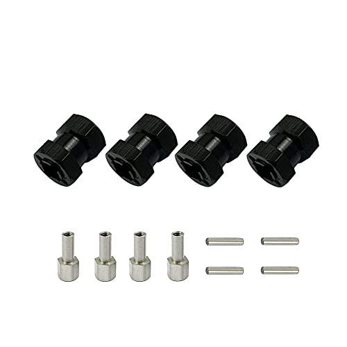 QPAJWAKS 4 stücke Aluminium RC Auto 12mm Hex Rad Hub Stick Adapter 15/20/25mm Verlängerung Combiner Koppler for 1/10 RC Crawler Axial SCX10 D90(15mm Black) von QPAJWAKS