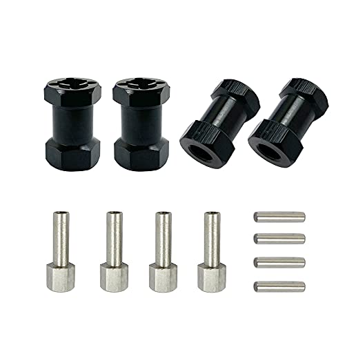 QPAJWAKS 4 stücke Aluminium RC Auto 12mm Hex Rad Hub Stick Adapter 15/20/25mm Verlängerung Combiner Koppler for 1/10 RC Crawler Axial SCX10 D90(20mm Black) von QPAJWAKS