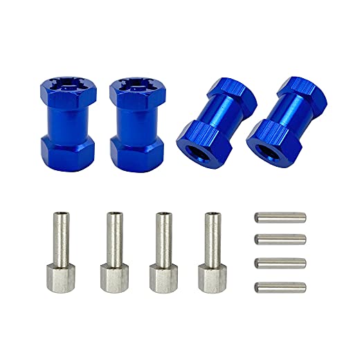 QPAJWAKS 4 stücke Aluminium RC Auto 12mm Hex Rad Hub Stick Adapter 15/20/25mm Verlängerung Combiner Koppler for 1/10 RC Crawler Axial SCX10 D90(20mm Blue) von QPAJWAKS