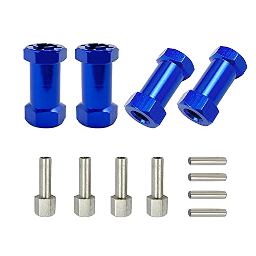 QPAJWAKS 4 stücke Aluminium RC Auto 12mm Hex Rad Hub Stick Adapter 15/20/25mm Verlängerung Combiner Koppler for 1/10 RC Crawler Axial SCX10 D90(25mm Blue) von QPAJWAKS