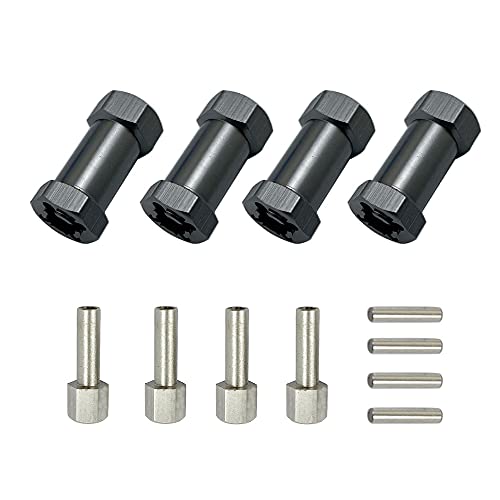 QPAJWAKS 4 stücke Aluminium RC Auto 12mm Hex Rad Hub Stick Adapter 15/20/25mm Verlängerung Combiner Koppler for 1/10 RC Crawler Axial SCX10 D90(25mm Titanium) von QPAJWAKS