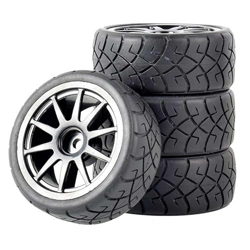 QPAJWAKS 4 stücke RC Auto Gummi Reifen & Räder Felgen 12mm Hex Hub for WLtoys 144001 und 1/18 1/16 1/10 Auto Reifen(Zwart) von QPAJWAKS