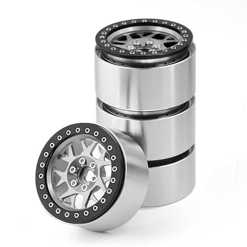 QPAJWAKS 4PCS CNC Aluminum 2.2 Beadlock Wheel Rim for 1/10 RC Crawler Car Axial SCX10 RR10 Wraith TRX4 TRX-6(Silver) von QPAJWAKS