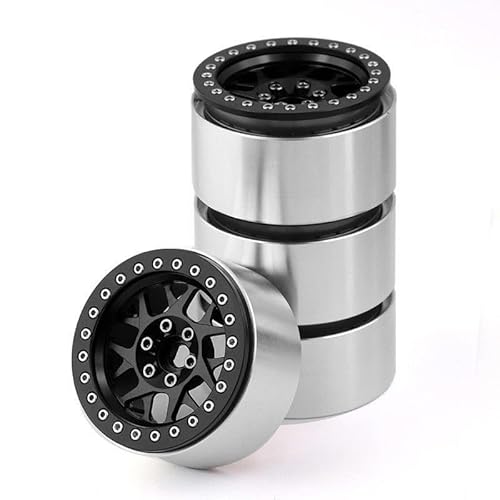 QPAJWAKS 4PCS CNC Aluminum 2.2 Beadlock Wheel Rim for 1/10 RC Crawler Car Axial SCX10 RR10 Wraith TRX4 TRX-6(Zwart) von QPAJWAKS