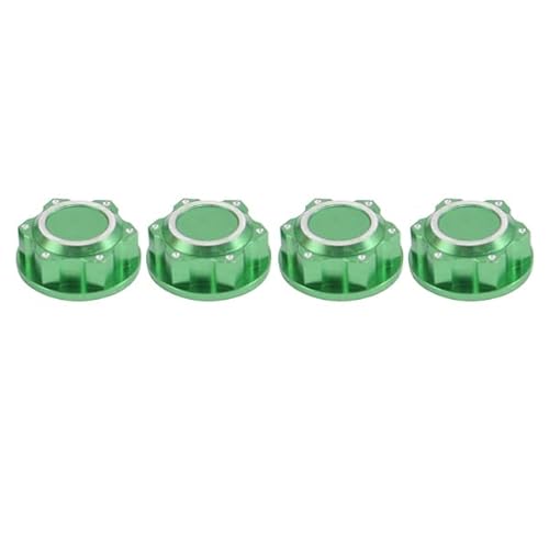 QPAJWAKS 4Pcs Aluminium 24Mm Hex Radmuttern Radnabenabdeckung Staubdicht Anti-Rutsch for Arrma 1/5 KRATON 8S Outcast 8S RC Auto(Green) von QPAJWAKS