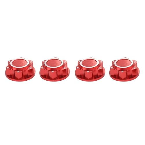 QPAJWAKS 4Pcs Aluminium 24Mm Hex Radmuttern Radnabenabdeckung Staubdicht Anti-Rutsch for Arrma 1/5 KRATON 8S Outcast 8S RC Auto(Rood) von QPAJWAKS