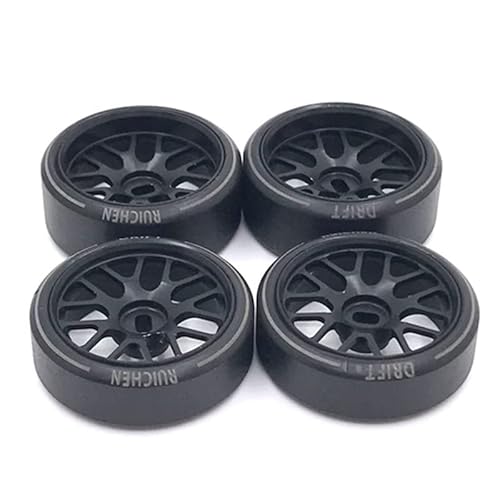 QPAJWAKS 4Pcs Metall Felge Hartplastik Drift Reifen Reifen for Wltoys 284131 K969 K989 P929 Mini-Z 1/28 RC Auto Upgrades Teile von QPAJWAKS