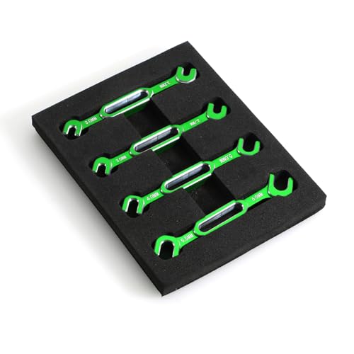QPAJWAKS 4Pcs Schraubenschlüssel 3/3.2/3.5/3.7/4/5/5.5/6Mm Spannschloss Mutter Ball End Joint Remover Universal Werkzeug for RC Auto Drone Boot(1set Green) von QPAJWAKS