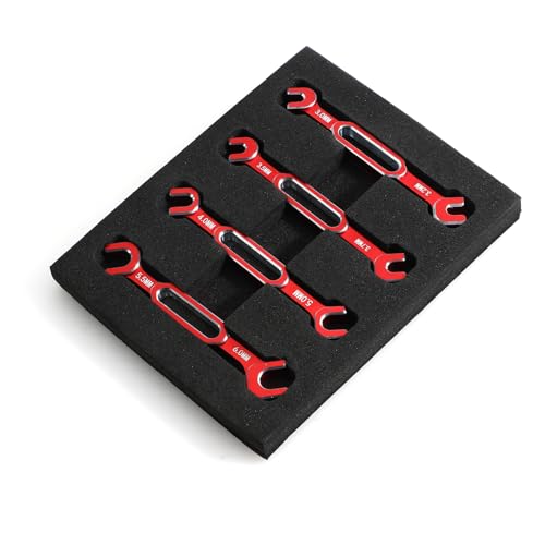 QPAJWAKS 4Pcs Schraubenschlüssel 3/3.2/3.5/3.7/4/5/5.5/6Mm Spannschloss Mutter Ball End Joint Remover Universal Werkzeug for RC Auto Drone Boot(1set red) von QPAJWAKS