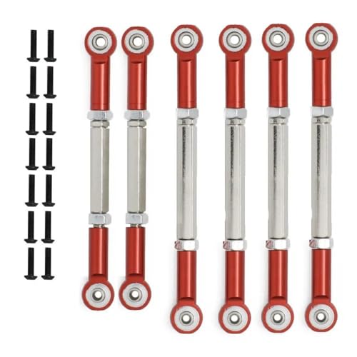 QPAJWAKS 6Pcs Pull Rod Link Rod Set for 1/10 ECX 2WD Series Ruckus Torment Axe Brutus Circuit AMP RC Car Upgrade Parts(Rood) von QPAJWAKS