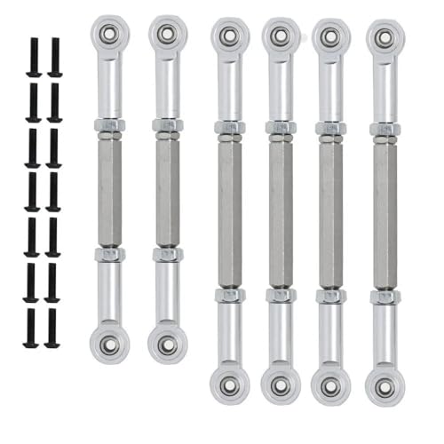 QPAJWAKS 6Pcs Pull Rod Link Rod Set for 1/10 ECX 2WD Series Ruckus Torment Axe Brutus Circuit AMP RC Car Upgrade Parts(Silver) von QPAJWAKS