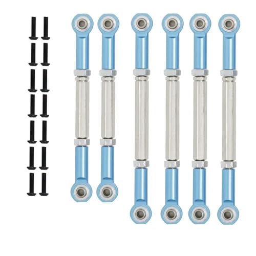 QPAJWAKS 6Pcs Pull Rod Link Rod Set for 1/10 ECX 2WD Series Ruckus Torment Axe Brutus Circuit AMP RC Car Upgrade Parts(Sky Blue) von QPAJWAKS