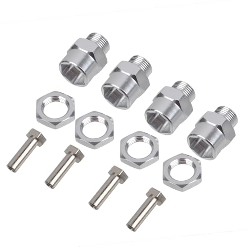 QPAJWAKS Aluminiumlegierung 12mm bis 17mm Sechskantadapter Radsechskantnaben Verlängerung Umrüstmuttern for 1/10 1/8 RC Auto Buggy Monster Bigfoot Truck(Extension (Silver)) von QPAJWAKS