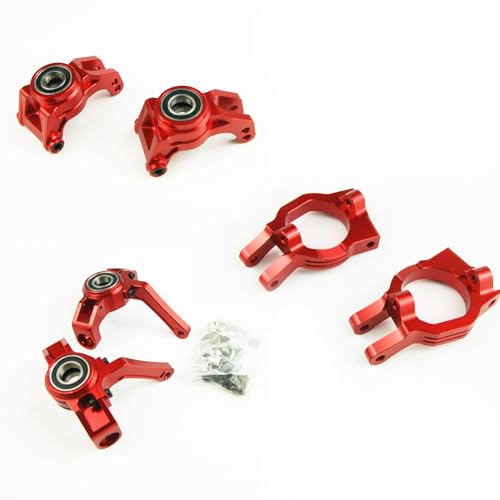 QPAJWAKS Aluminiumlegierung Vorderspindel Hinterradnabenträger C-Hub-Sets for RC 1/5 Auto LOSI DBXL-E V1.0/2.0 MTXL(Rood) von QPAJWAKS