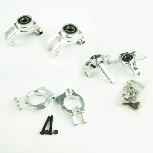 QPAJWAKS Aluminiumlegierung Vorderspindel Hinterradnabenträger C-Hub-Sets for RC 1/5 Auto LOSI DBXL-E V1.0/2.0 MTXL(Silver) von QPAJWAKS