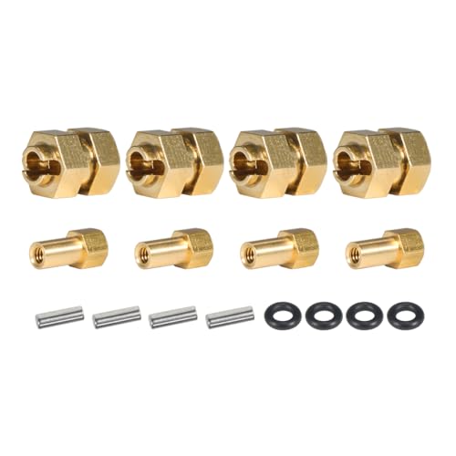 QPAJWAKS Bearbeitete Messing-Sechskantnabe mit Muttern, 10,8 g, for 1/24 RC Crawler SCX24 Bronco C10 Gladiator AX24, Upgrade-Teile(Copper) von QPAJWAKS