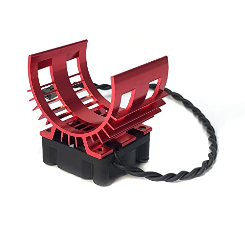 QPAJWAKS Blaue RC-Teile, Kühlkörperabdeckung for bürstenlosen Motor eines Elektroautos + Lüfter for Motorkühlkörper der Größe 540 550 3650 im Maßstab 1:10 HSP RC-Auto(Rood) von QPAJWAKS