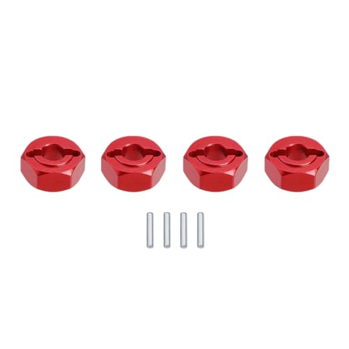 QPAJWAKS CNC Aluminum Metal 12mm*5mm Combiner Hex Wheel Hub Hex Adapter for 1/14 MJX Hyper Go 14209 14210 Spare Upgrade Parts(Rood) von QPAJWAKS
