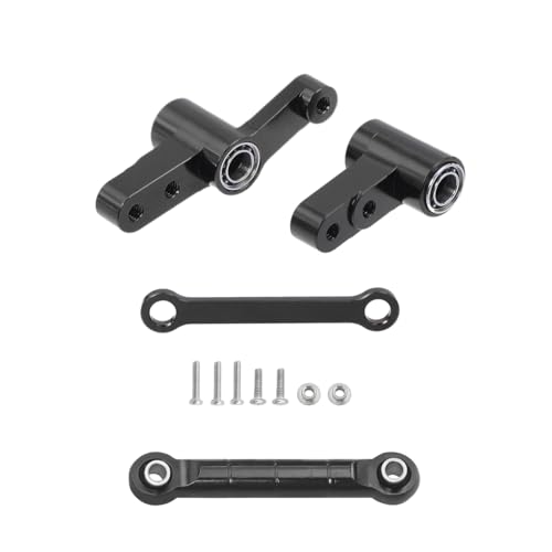 QPAJWAKS CNC Aluminum Steering Group Assembly with Bearings Link Tie Rod for 1/14 MJX 14209 14210 RC Car Metal Modification Upgrade Parts(Black Set 1) von QPAJWAKS