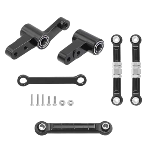 QPAJWAKS CNC Aluminum Steering Group Assembly with Bearings Link Tie Rod for 1/14 MJX 14209 14210 RC Car Metal Modification Upgrade Parts(Black Set 3) von QPAJWAKS