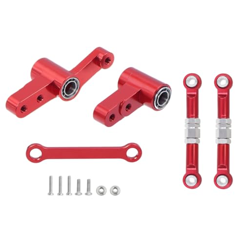 QPAJWAKS CNC Aluminum Steering Group Assembly with Bearings Link Tie Rod for 1/14 MJX 14209 14210 RC Car Metal Modification Upgrade Parts(Red Set 2) von QPAJWAKS