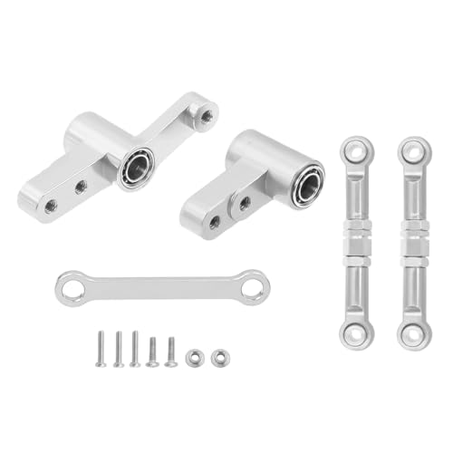 QPAJWAKS CNC Aluminum Steering Group Assembly with Bearings Link Tie Rod for 1/14 MJX 14209 14210 RC Car Metal Modification Upgrade Parts(Silver Set 2) von QPAJWAKS