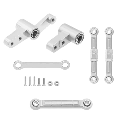 QPAJWAKS CNC Aluminum Steering Group Assembly with Bearings Link Tie Rod for 1/14 MJX 14209 14210 RC Car Metal Modification Upgrade Parts(Silver Set 3) von QPAJWAKS