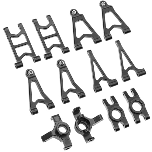 QPAJWAKS MJX Hyper Go 14303 14302 14301 Metall-Lenkbecher/Stoßdämpferhalterungen/vorne hinten Oben unten Schwinge for 1/14 RC-Tuningteile(Black Set 1) von QPAJWAKS