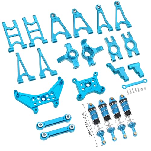 QPAJWAKS MJX Hyper Go 14303 14302 14301 Metall-Lenkbecher/Stoßdämpferhalterungen/vorne hinten Oben unten Schwinge for 1/14 RC-Tuningteile(Blue Set 4) von QPAJWAKS