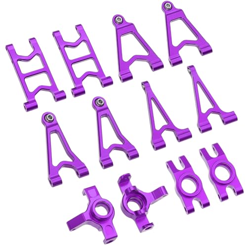QPAJWAKS MJX Hyper Go 14303 14302 14301 Metall-Lenkbecher/Stoßdämpferhalterungen/vorne hinten Oben unten Schwinge for 1/14 RC-Tuningteile(Purple Set 1) von QPAJWAKS