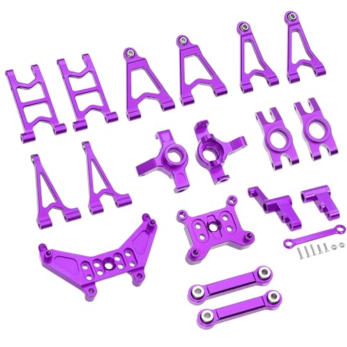 QPAJWAKS MJX Hyper Go 14303 14302 14301 Metall-Lenkbecher/Stoßdämpferhalterungen/vorne hinten Oben unten Schwinge for 1/14 RC-Tuningteile(Purple Set 2) von QPAJWAKS