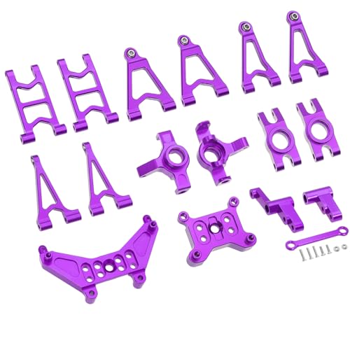 QPAJWAKS MJX Hyper Go 14303 14302 14301 Metall-Lenkbecher/Stoßdämpferhalterungen/vorne hinten Oben unten Schwinge for 1/14 RC-Tuningteile(Purple Set 3) von QPAJWAKS