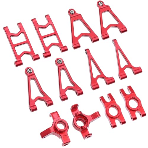 QPAJWAKS MJX Hyper Go 14303 14302 14301 Metall-Lenkbecher/Stoßdämpferhalterungen/vorne hinten Oben unten Schwinge for 1/14 RC-Tuningteile(Red Set 1) von QPAJWAKS