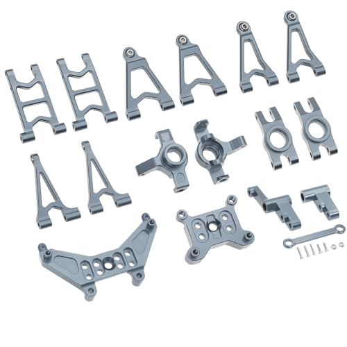 QPAJWAKS MJX Hyper Go 14303 14302 14301 Metall-Lenkbecher/Stoßdämpferhalterungen/vorne hinten Oben unten Schwinge for 1/14 RC-Tuningteile(Titanium Set 3) von QPAJWAKS