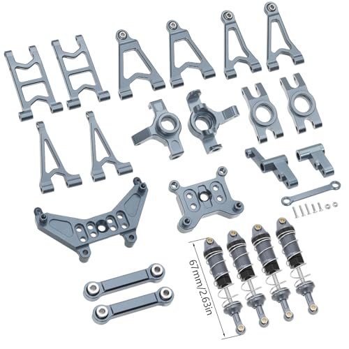 QPAJWAKS MJX Hyper Go 14303 14302 14301 Metall-Lenkbecher/Stoßdämpferhalterungen/vorne hinten Oben unten Schwinge for 1/14 RC-Tuningteile(Titanium Set 4) von QPAJWAKS