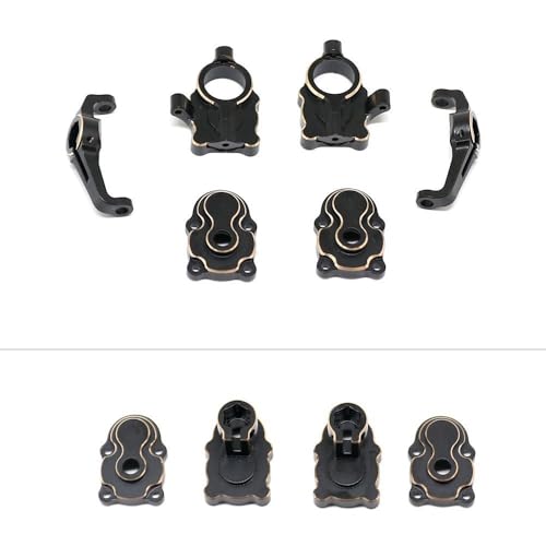 QPAJWAKS Messing Vorne Hinten C Lenkung Tasse Knuckle Hub Carrier Portal Gehäuse Gegengewicht for FMS FCX24 1/24 RC Crawler Auto Zubehör(Full Set) von QPAJWAKS
