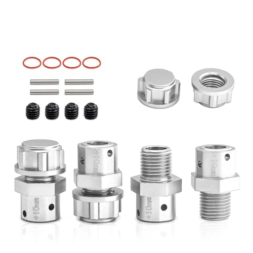 QPAJWAKS Metall 17mm Erweiterte Rad Hex Hub Adapter + 10/13mm for Arrma 6S 1/8 KRATON Typhon Outcast 1/7 Infraction Limitless Mojave Felony(Widen 10mm Silver) von QPAJWAKS