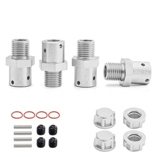 QPAJWAKS Metall 17mm Erweiterte Rad Hex Hub Adapter + 10/13mm for Arrma 6S 1/8 KRATON Typhon Outcast 1/7 Infraction Limitless Mojave Felony(Widen 13mm Silver) von QPAJWAKS