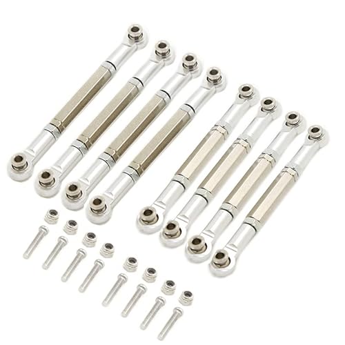 QPAJWAKS Metall Zugstange Spurstange Upgrade Teil for WPL C14 C24 C-14 C-24 MN D90 D91 D45 D96 D99 MN-90 MN-91 MN-45 MN-96 MN-99 RC Auto(Silver) von QPAJWAKS