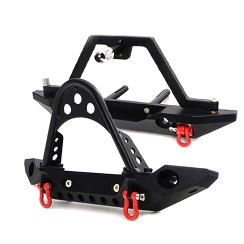 QPAJWAKS Neue Aluminium Frontstoßstange Heckschutzbügel mit Reserveradträger for 1:10 Axial SCX10 Jeep SCX10 II 90046 90047 TRX-4 TRX4 RC Auto(Black Front and Rear) von QPAJWAKS
