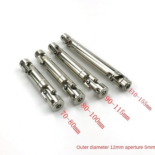 QPAJWAKS OD 12mm Länge 70 80 90 110 Klettern Auto Kreuzgelenk Antriebswelle SCX10 D90 Teleskop 5mm/6mm Kreuzgelenk Antriebswelle(D12-L80-100 -5mm) von QPAJWAKS
