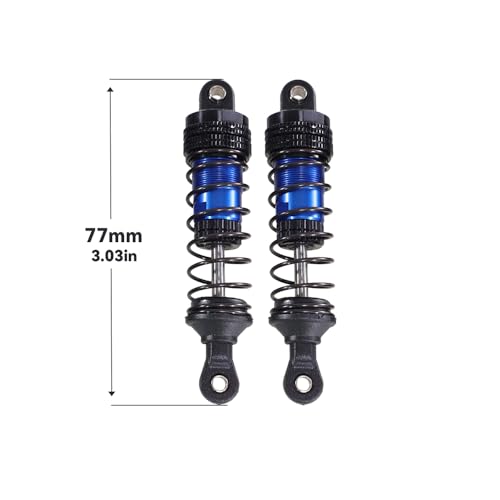 QPAJWAKS RC Auto Stoßdämpfer 77MM for MJX Hyper 1/14 14210 14209 14301-03 1/16 16207-16210 H16 Wltoys 144001 02 10 124010 124017 124019(Dark Blue) von QPAJWAKS