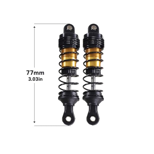 QPAJWAKS RC Auto Stoßdämpfer 77MM for MJX Hyper 1/14 14210 14209 14301-03 1/16 16207-16210 H16 Wltoys 144001 02 10 124010 124017 124019(Gold) von QPAJWAKS