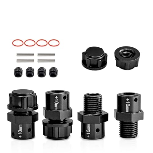 QPAJWAKS Metall 17mm Erweiterte Rad Hex Hub Adapter + 10/13mm for Arrma 6S 1/8 KRATON Typhon Outcast 1/7 Infraction Limitless Mojave Felony(Widen 10mm Black) von QPAJWAKS