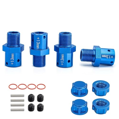 QPAJWAKS Metall 17mm Erweiterte Rad Hex Hub Adapter + 10/13mm for Arrma 6S 1/8 KRATON Typhon Outcast 1/7 Infraction Limitless Mojave Felony(Widen 13mm Blue) von QPAJWAKS