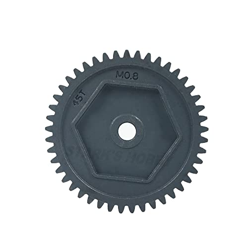 QPAJWAKS Stirnradgetriebe aus gehärtetem Stahl, 45 Zähne, 0,8 M, 32P, Motorritzel, 11 Zähne for 1/10 RC Crawler TRX-4 TRX4 TRX6, Upgrade-Teile 8053 6747(45T Spur Gear) von QPAJWAKS
