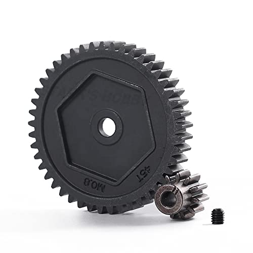 QPAJWAKS Stirnradgetriebe aus gehärtetem Stahl, 45 Zähne, 0,8 M, 32P, Motorritzel, 11 Zähne for 1/10 RC Crawler TRX-4 TRX4 TRX6, Upgrade-Teile 8053 6747(One Group) von QPAJWAKS